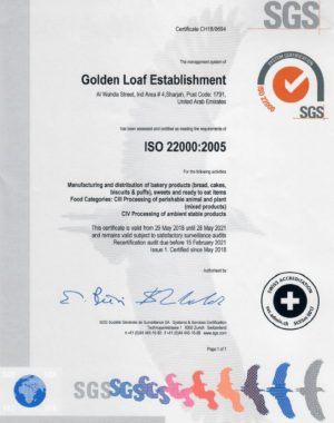 Golden Loaf ISO certified 2018